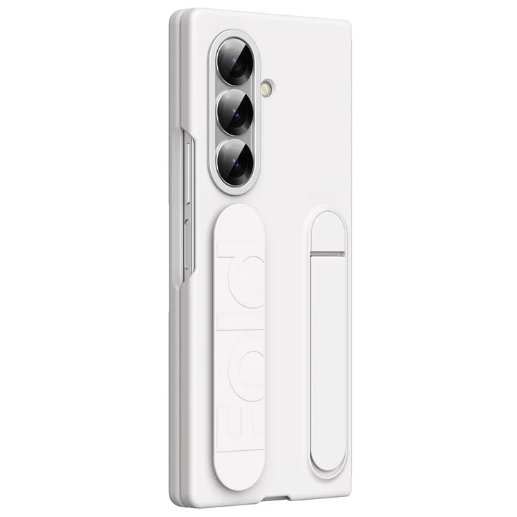 For Samsung Galaxy Z Fold7 5G Phone Case Kickstand Wristband PC Silicone Mobile Cover - White