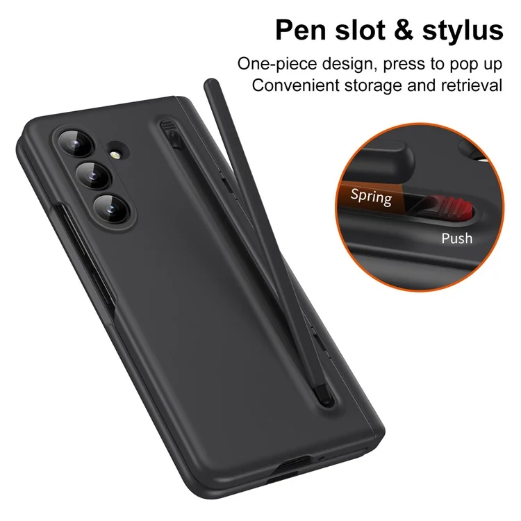 Para Samsung Galaxy Z Fold7 5G Capa Suporte PC Tampa Traseira do Telefone com Stylus e Película de Vidro Temperado - Preto