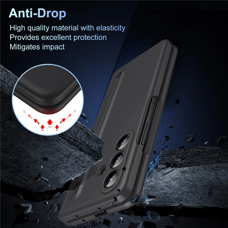Para Samsung Galaxy Z Fold7 5G Capa Suporte PC Tampa Traseira do Telefone com Stylus e Película de Vidro Temperado - Preto
