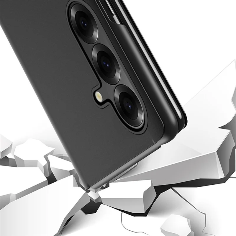 Pour Samsung Galaxy Z Fold7 5G Étui avec Fenêtre d'Affichage en Cuir PU + PC Coque de Téléphone Électroplaquée - Noir