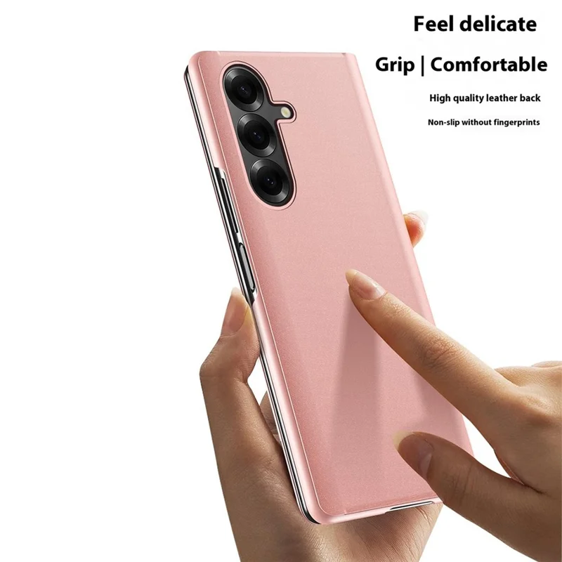 Pour Samsung Galaxy Z Fold7 5G Étui avec Fenêtre d'Affichage en Cuir PU + PC Coque de Téléphone Électroplaquée - Noir