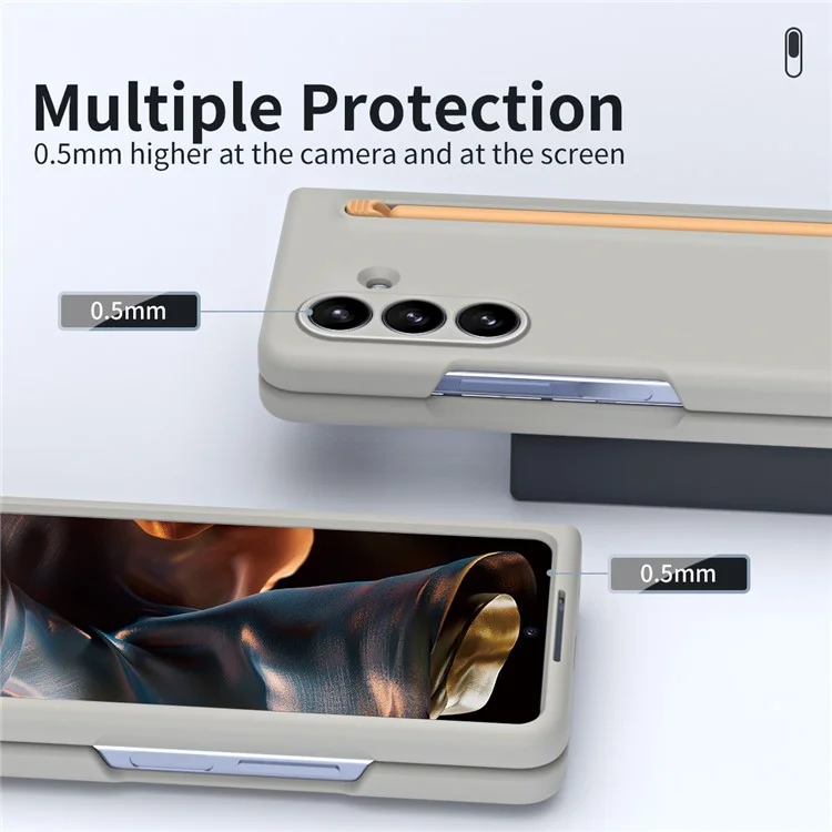 For Samsung Galaxy Z Fold7 5G Phone Case with Tempered Glass Film Hard PC Back Cover with Stylus - Light Grey