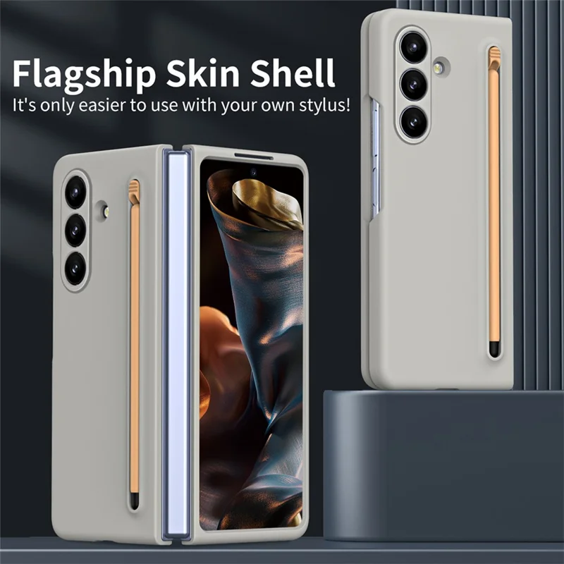 Für Samsung Galaxy Z Fold7 5G Hülle mit Stylus Hardcase Handyrückseite - Hellgrau