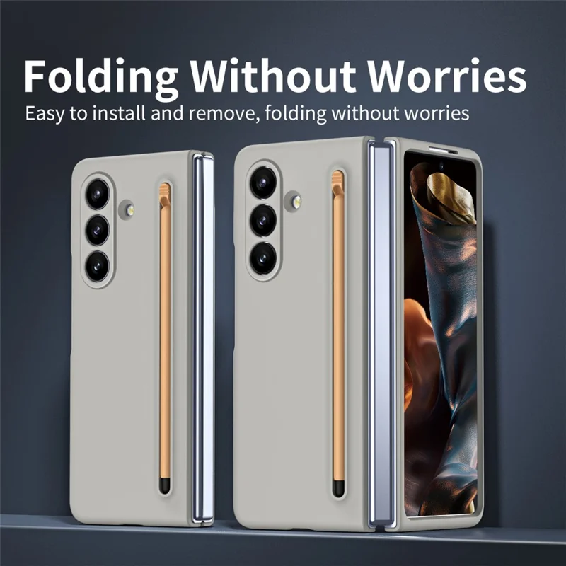 Für Samsung Galaxy Z Fold7 5G Hülle mit Stylus Hardcase Handyrückseite - Hellgrau