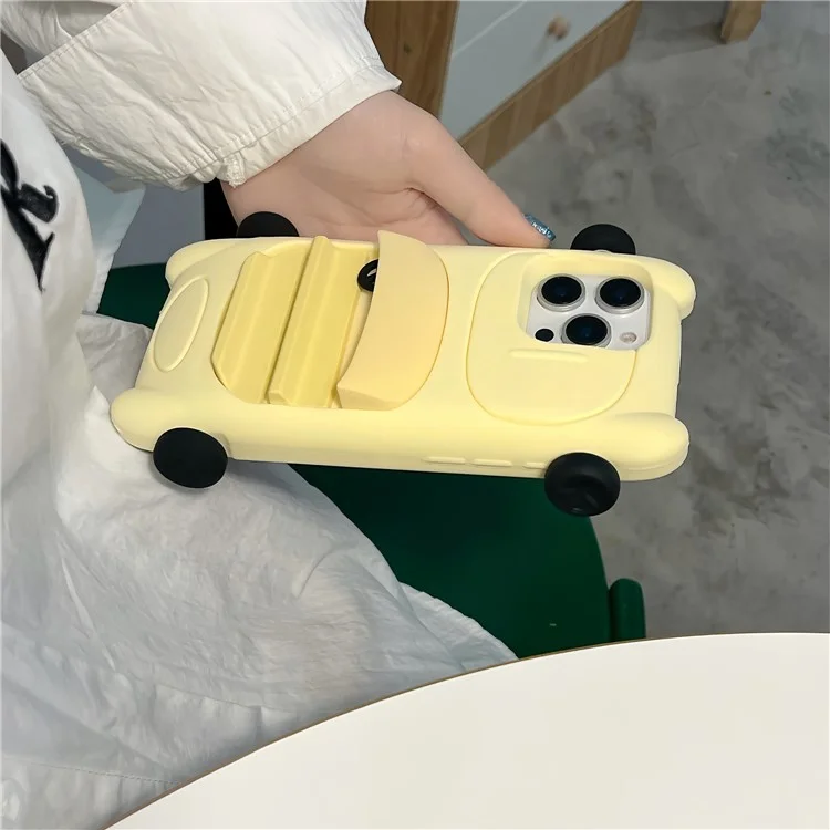 Für iPhone 15 Pro Max Silikon Hülle Süßer Sportwagen-Stil Stoßfeste Handyhülle - Gelb