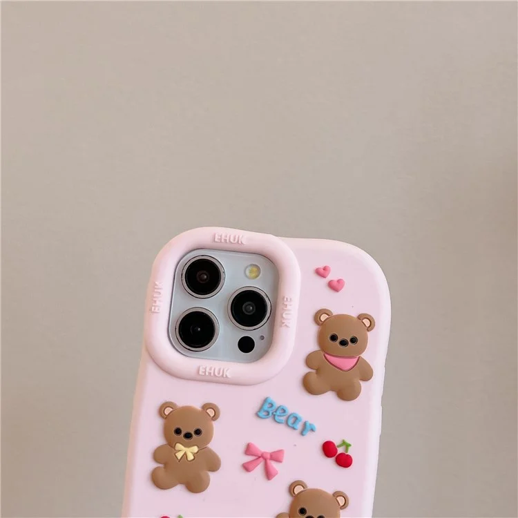 For iPhone 15 Pro Silicone Case Shockproof Anti Slip Cute Five Bears Design Phone Back Cover