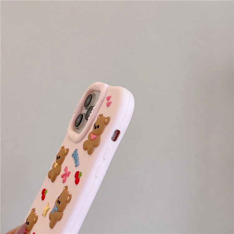 For iPhone 15 Pro Silicone Case Shockproof Anti Slip Cute Five Bears Design Phone Back Cover