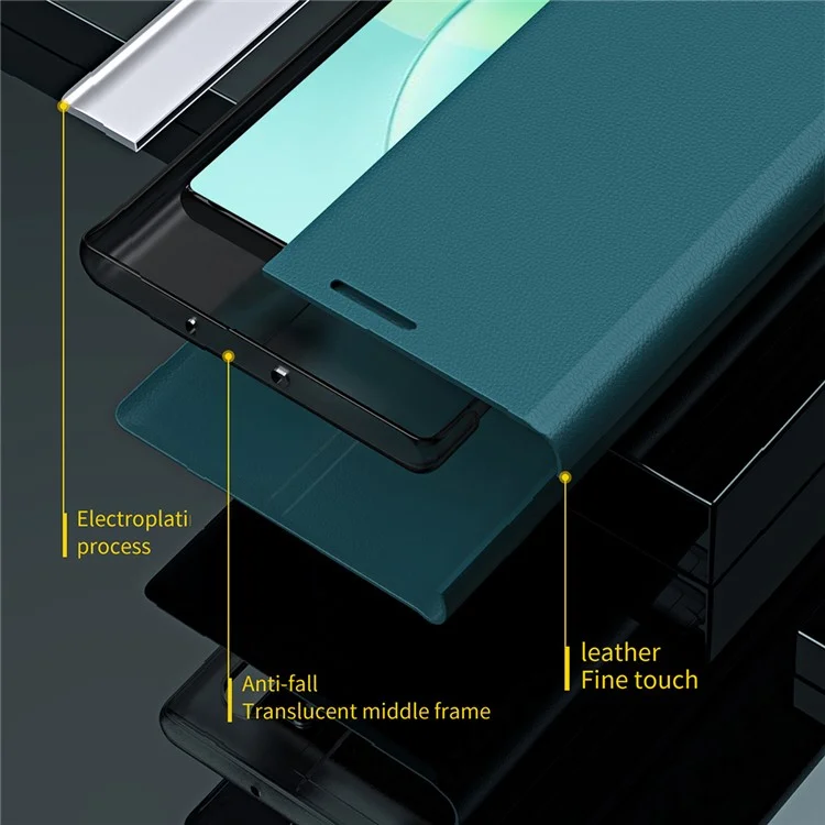 For Xiaomi Redmi Note 14 4G (163.25mm) Case Anti-Drop Leather Phone Cover with Stand - Green