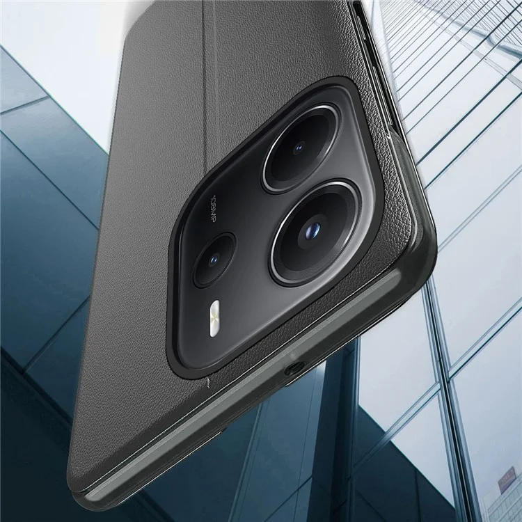 For Xiaomi Redmi Note 14 4G (163.25mm) Case Stand Full Protection Leather Phone Cover - Black