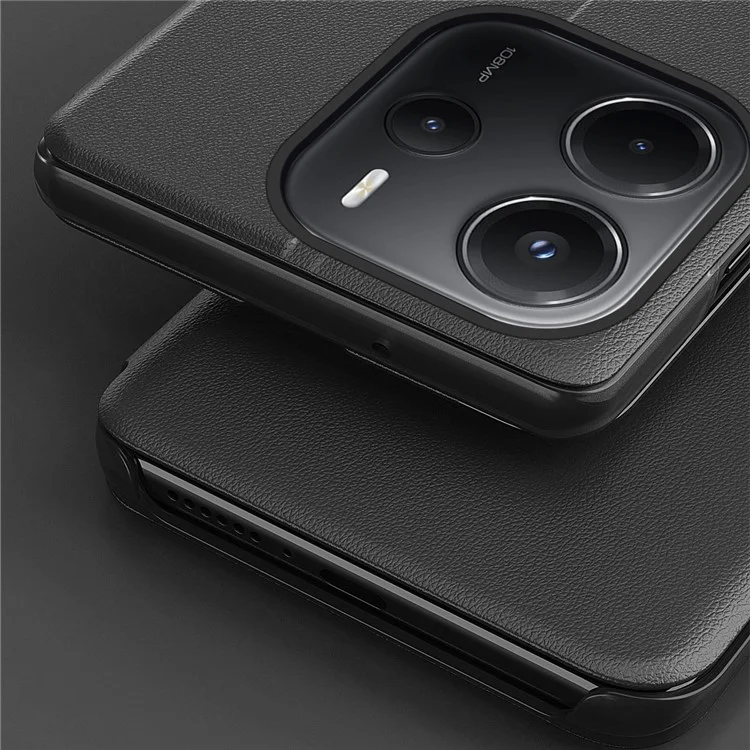For Xiaomi Redmi Note 14 4G (163.25mm) Case Stand Full Protection Leather Phone Cover - Black