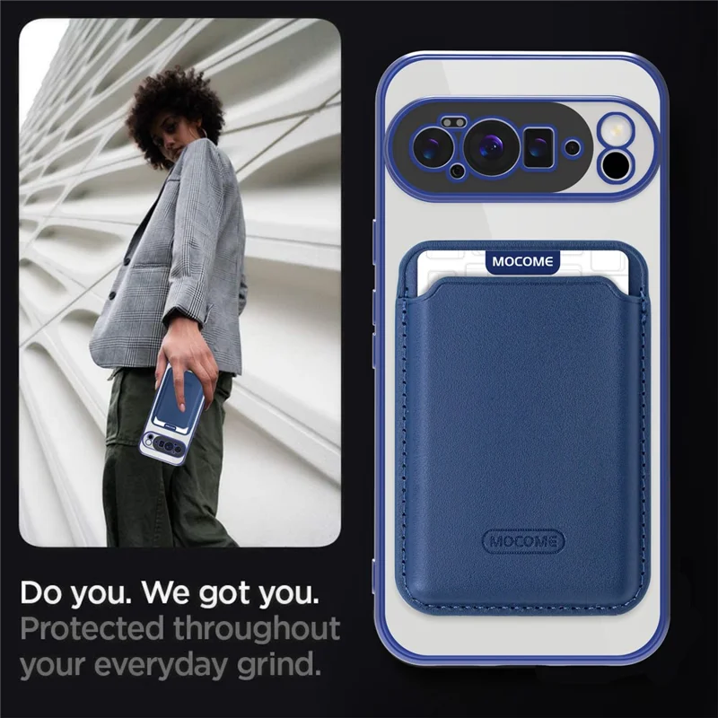 For Google Pixel 10 Pro XL Case Compatible with MagSafe TPU + PC Mobile Cover with Card Bag - Sapphire