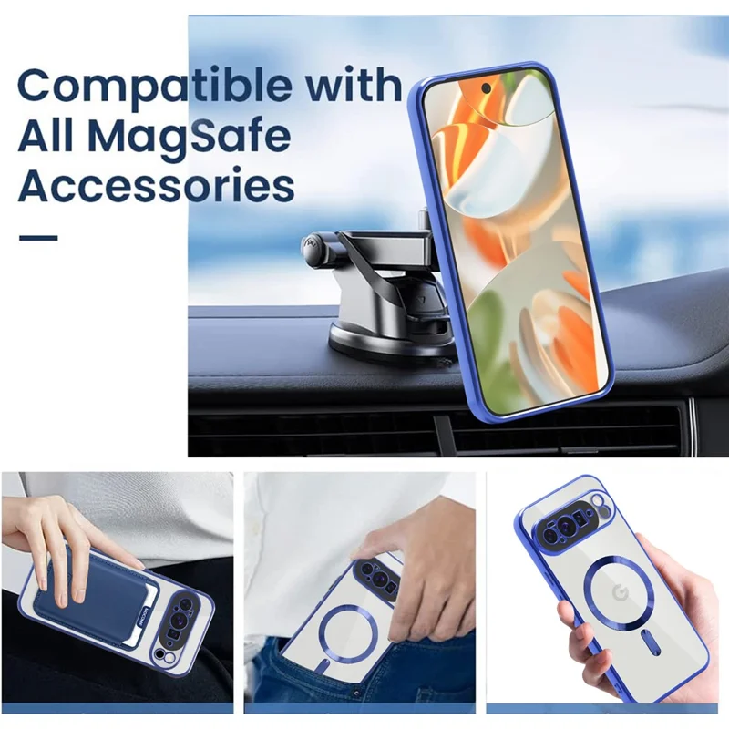 For Google Pixel 10 Pro XL Case Compatible with MagSafe TPU + PC Mobile Cover with Card Bag - Sapphire
