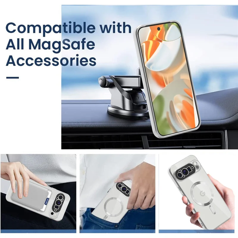 For Google Pixel 10 Pro XL Magnetic Case TPU + PC Mobile Cover with Card Bag - Titanium Grey