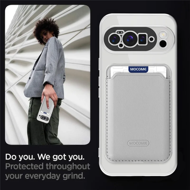 For Google Pixel 10 Pro XL Magnetic Case TPU + PC Mobile Cover with Card Bag - Titanium Grey