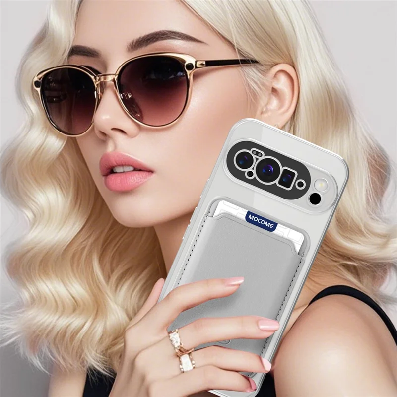 For Google Pixel 10 Pro XL Magnetic Case TPU + PC Mobile Cover with Card Bag - Titanium Grey