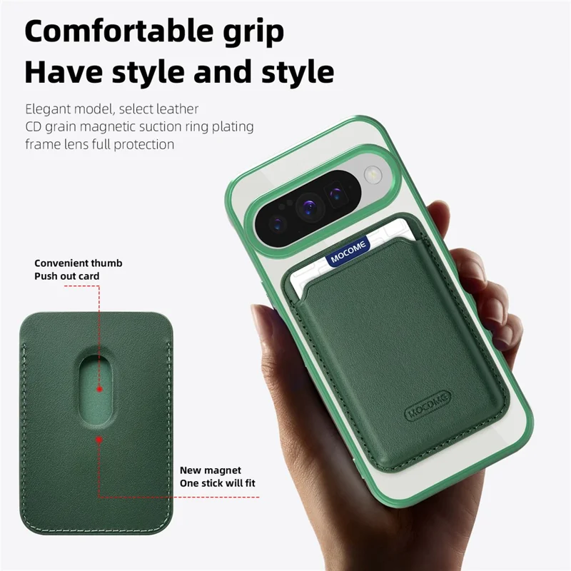 Voor Google Pixel 10 / 10 Pro hoes compatibel met MagSafe TPU + PC mobiele hoes met kaartenzak - Donkergroen