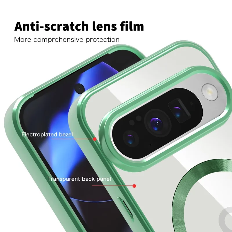 Voor Google Pixel 10 / 10 Pro hoes compatibel met MagSafe TPU + PC mobiele hoes met kaartenzak - Donkergroen