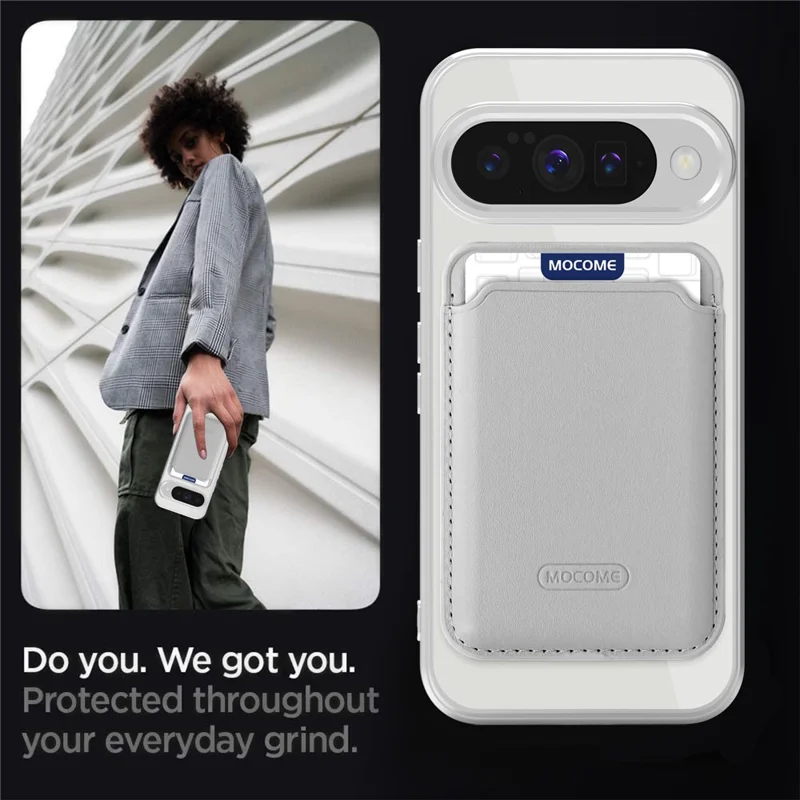 For Google Pixel 10 / 10 Pro Magnetic Case TPU + PC Mobile Cover with Card Bag - Titanium Grey