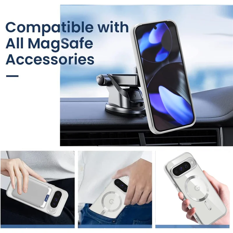 For Google Pixel 10 / 10 Pro Magnetic Case TPU + PC Mobile Cover with Card Bag - Titanium Grey