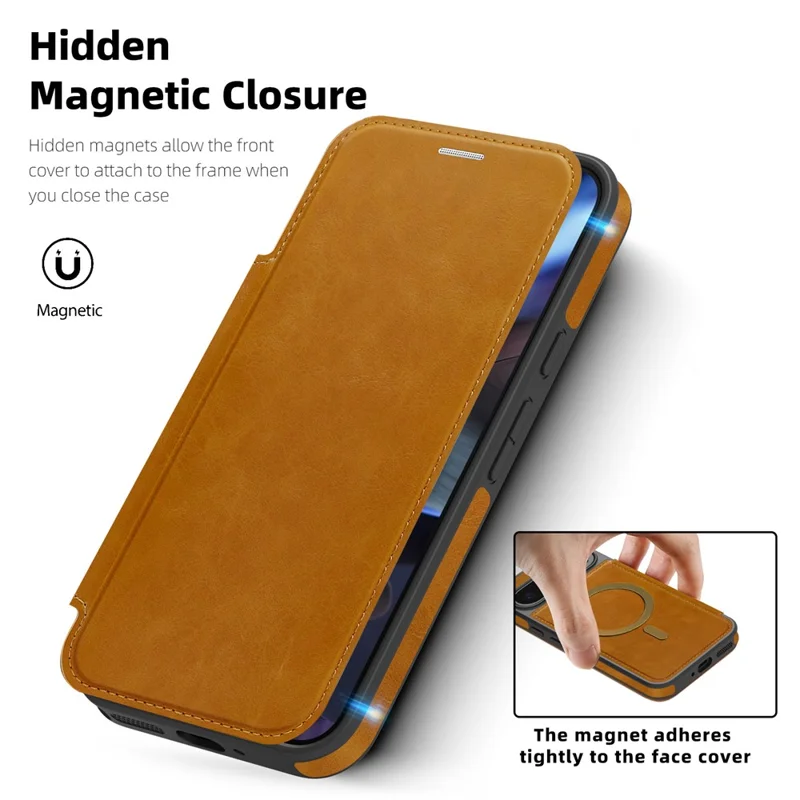 For Google Pixel 10 Pro XL Case Compatible with MagSafe RFID Blocking Card Holder Leather Phone Cover - Brown