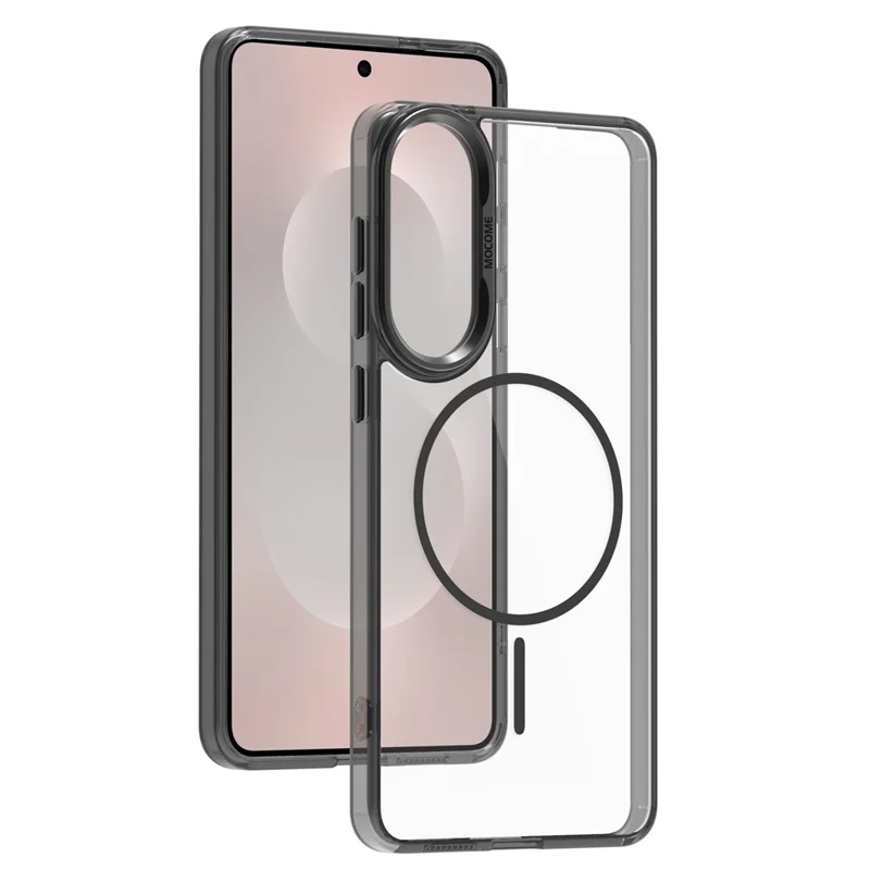 For Samsung Galaxy S25 Edge Magnetic Case Compatible with MagSafe TPU PC Clear Phone Cover - Transparent Black