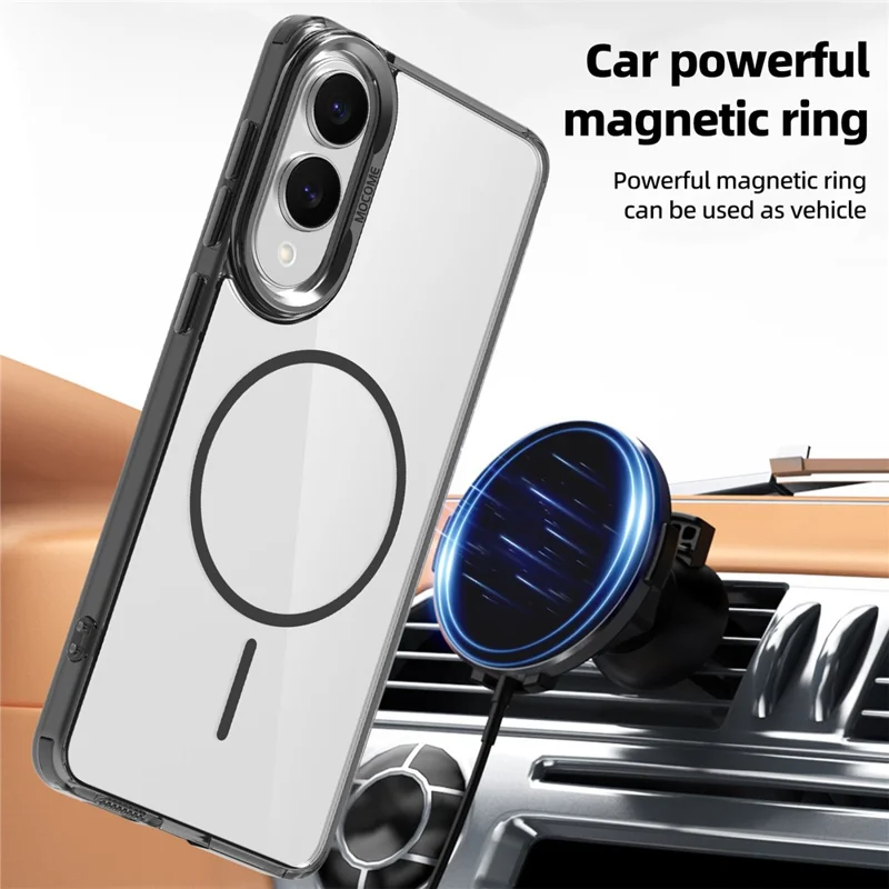 For Samsung Galaxy S25 Edge Magnetic Case Compatible with MagSafe TPU PC Clear Phone Cover - Transparent Black