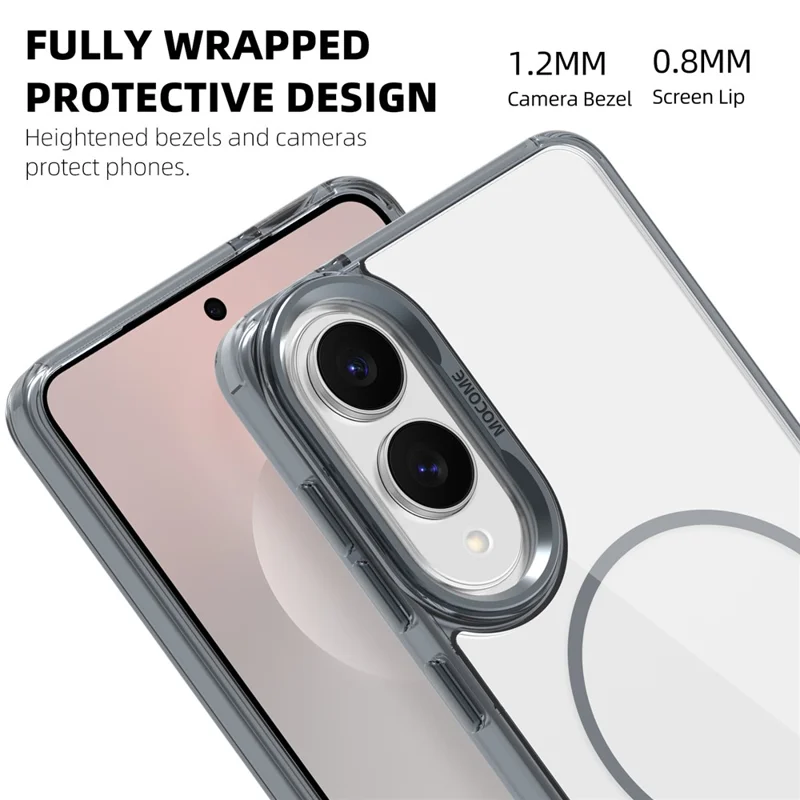 For Samsung Galaxy S25 Edge Magnetic Case TPU PC Clear Phone Cover - Titanium Grey