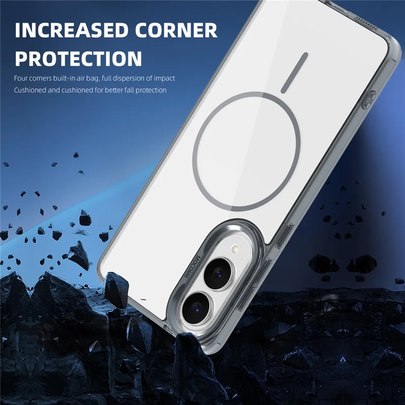 For Samsung Galaxy S25 Edge Magnetic Case TPU PC Clear Phone Cover - Titanium Grey