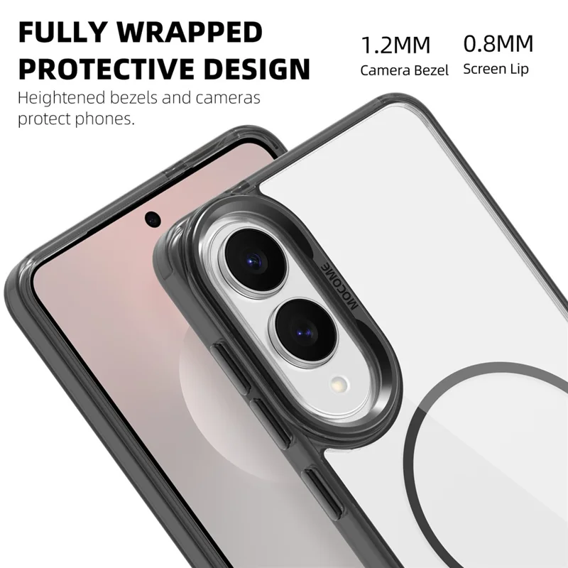 For Samsung Galaxy S25 Edge Magnetic Case TPU + PC Phone Cover with Card Bag - Transparent Black