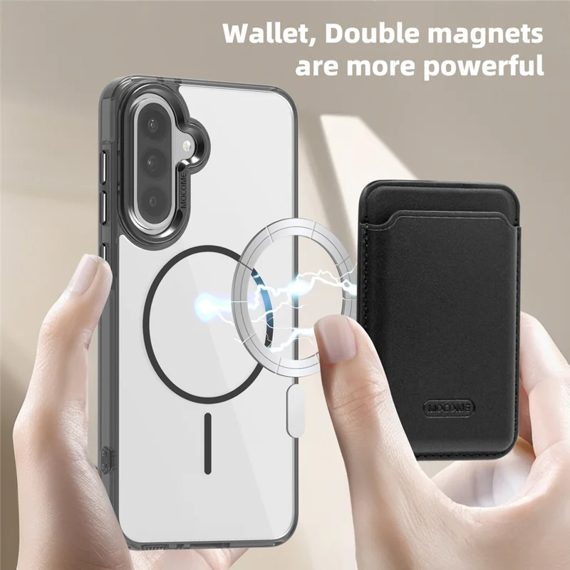 Funda Magnética para Samsung Galaxy A56 5G / A36 5G Compatible con MagSafe, Carcasa de TPU + PC con Tarjetero - Negro Transparente