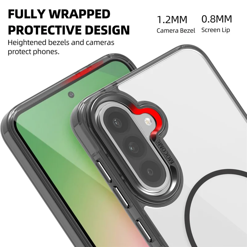 Funda Magnética para Samsung Galaxy A56 5G / A36 5G Compatible con MagSafe, Carcasa de TPU + PC con Tarjetero - Negro Transparente