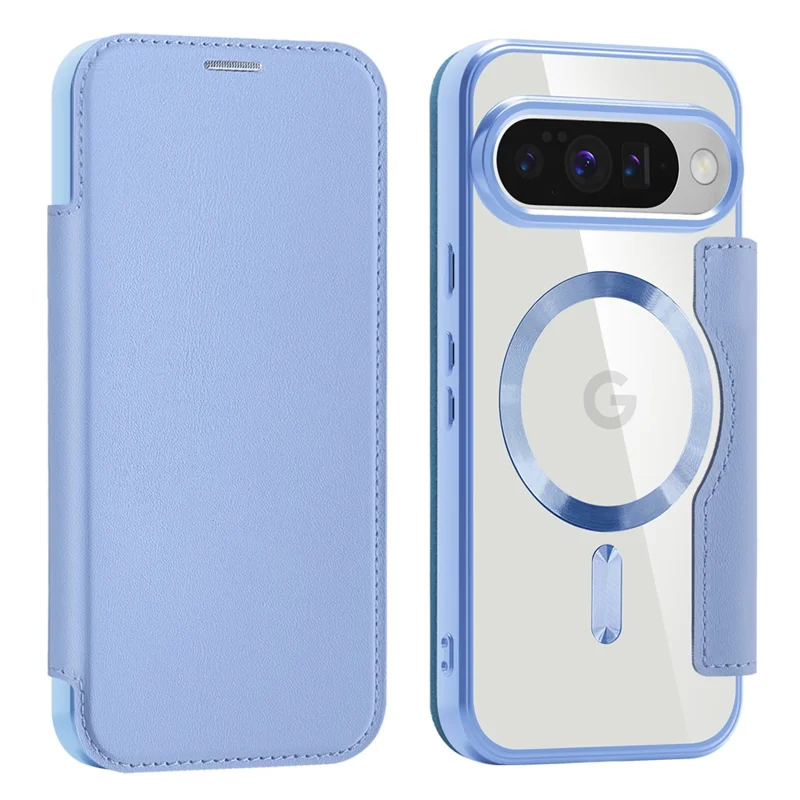 For Google Pixel 10 / 10 Pro Magnetic Case RFID Blocking Leather Phone Cover - Blue