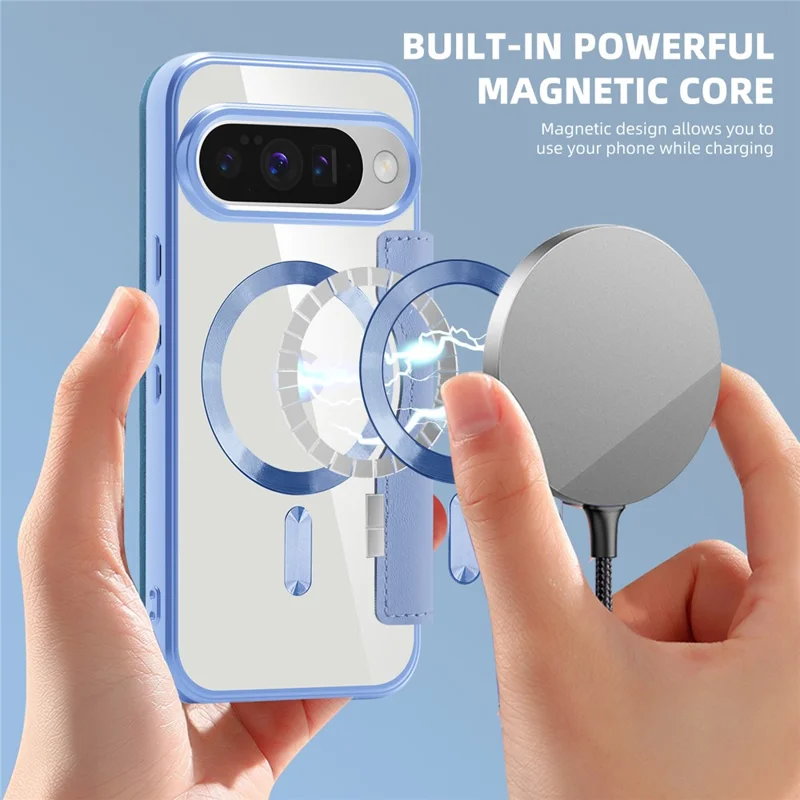 For Google Pixel 10 / 10 Pro Magnetic Case RFID Blocking Leather Phone Cover - Blue