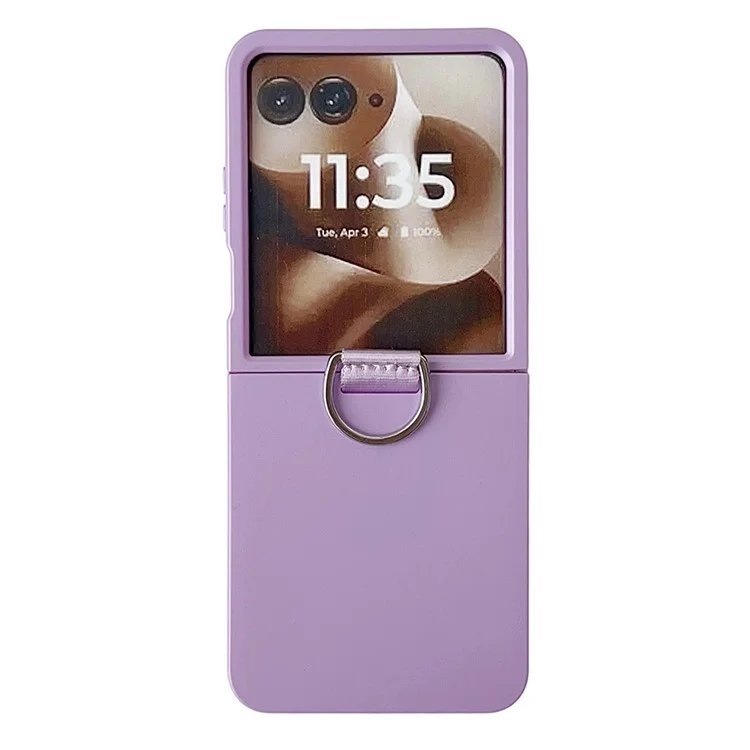 For Motorola Razr 60 Ultra 5G Case Ring Holder Anti Drop Rubberized PC Phone Cover - Purple