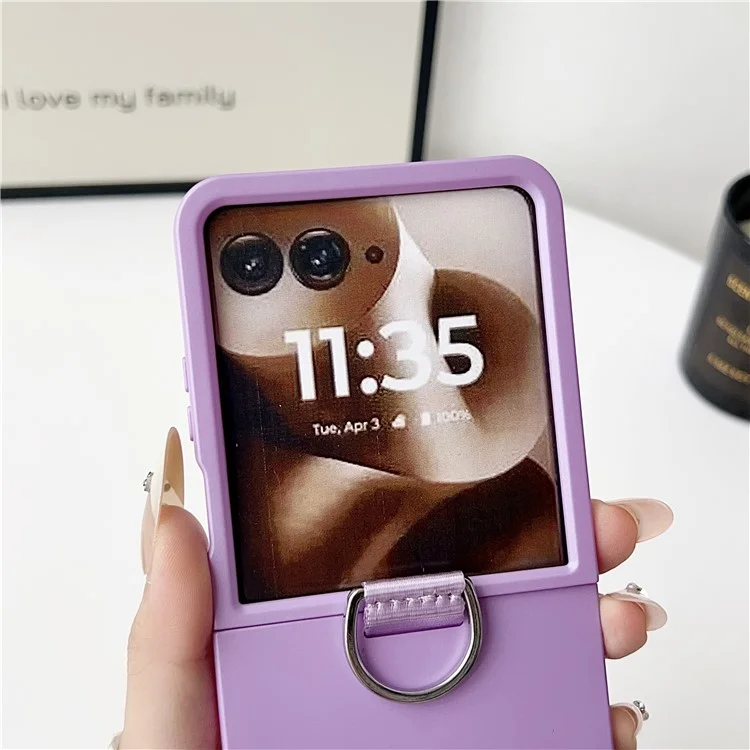 For Motorola Razr 60 Ultra 5G Case Ring Holder Anti Drop Rubberized PC Phone Cover - Purple