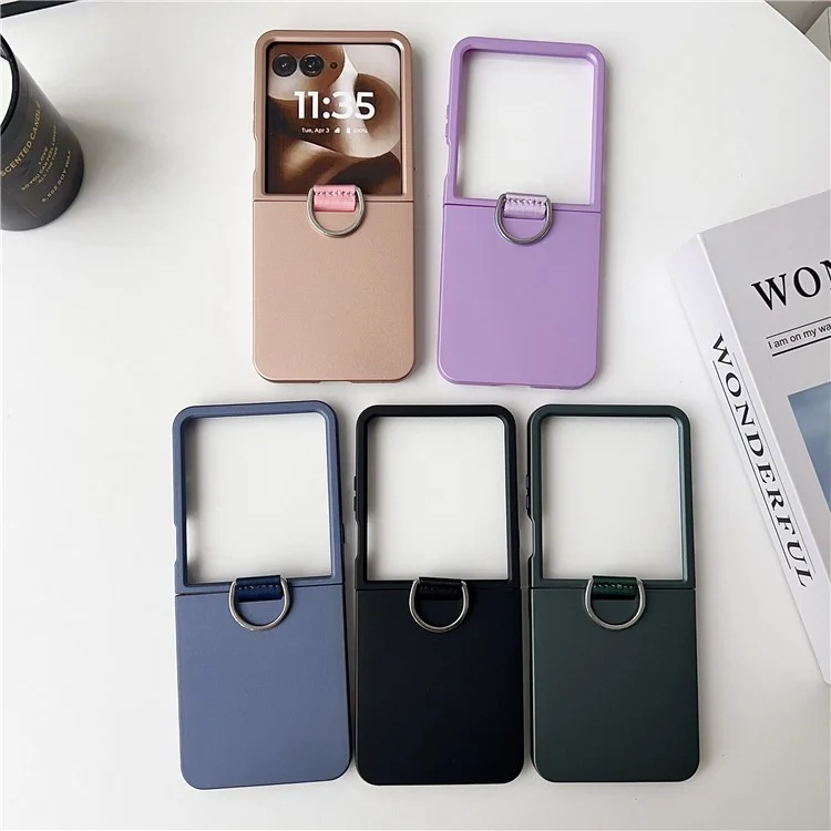 For Motorola Razr 60 Ultra 5G Case Ring Holder Anti Drop Rubberized PC Phone Cover - Purple