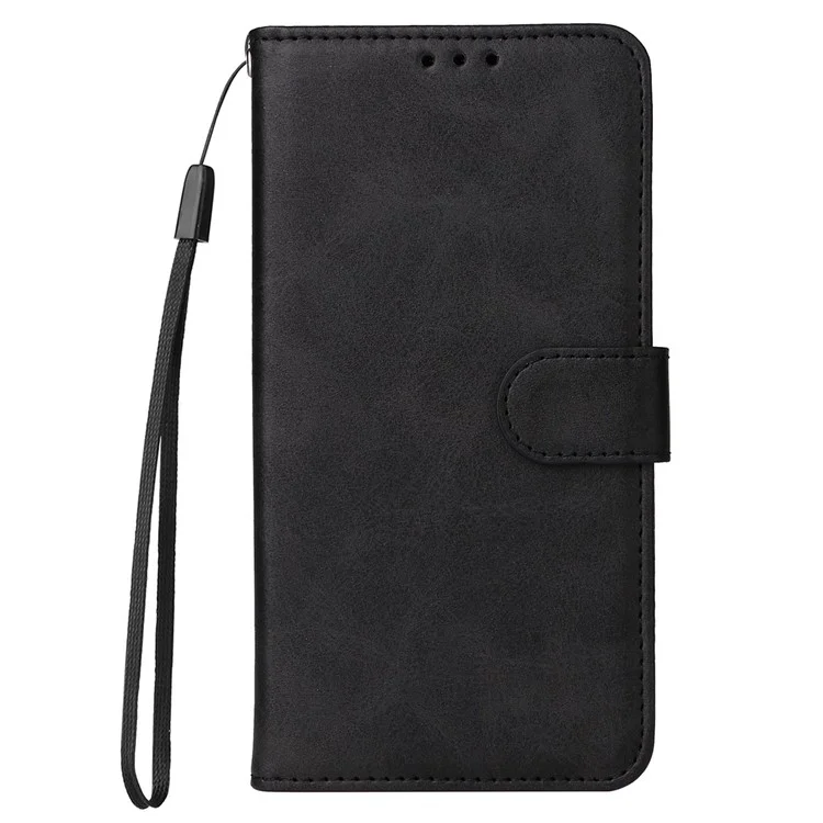 Per Oppo Reno8 5G (Versione Globale) / Reno8 5G Stand Wallet Custodia Antiurto per Telefono in Pelle PU Texture Vitello + Copertura TPU con Cinturino da Polso - Nero