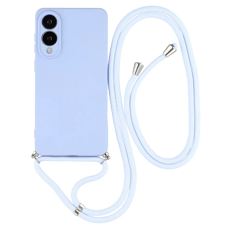 For Samsung Galaxy S25 Edge Case Flexible TPU Fiber Lining Anti-Shock Crossbody Phone Cover - Light Purple