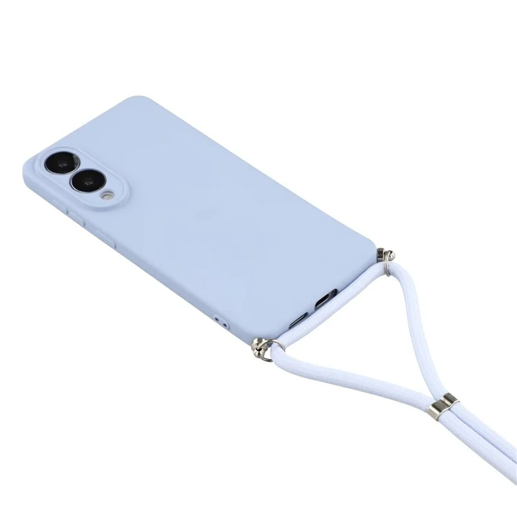 For Samsung Galaxy S25 Edge Case Flexible TPU Fiber Lining Anti-Shock Crossbody Phone Cover - Light Purple