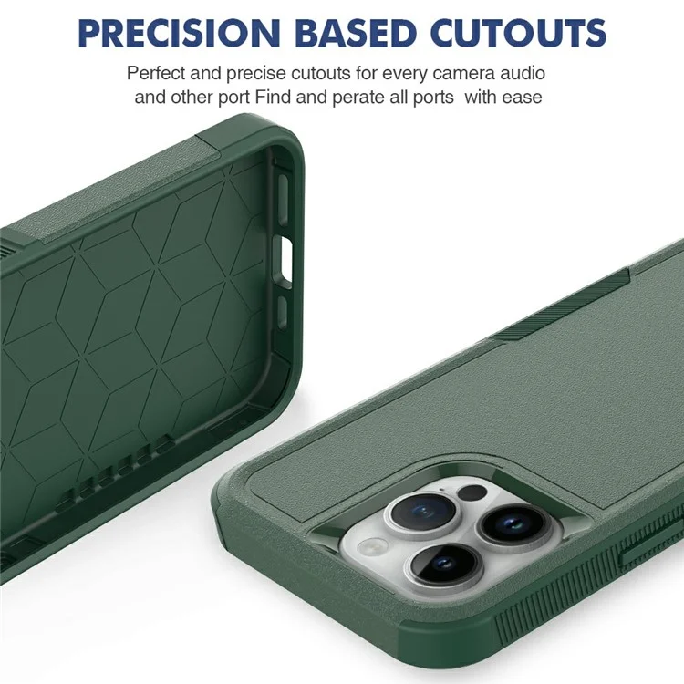 Bulk Purchasing For iPhone 14 Pro Max Case 2 in 1 PC + TPU Shockproof Phone Cover - Dark Green