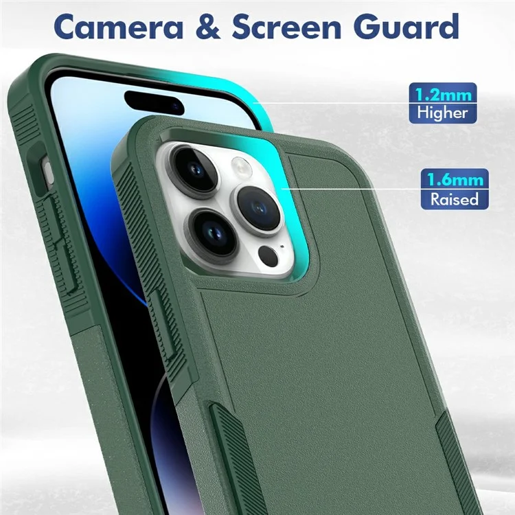 Bulk Purchasing For iPhone 14 Pro Case 2 in 1 PC + TPU Shockproof Phone Cover - Dark Green