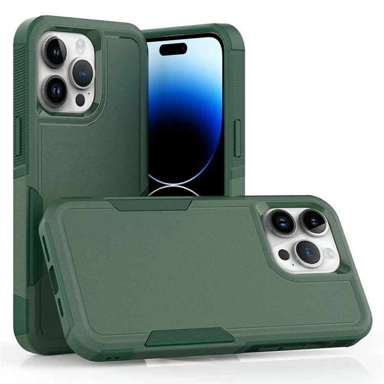 Bulk Purchasing For iPhone 15 Pro Max Case 2 in 1 PC + TPU Shockproof Phone Cover - Dark Green