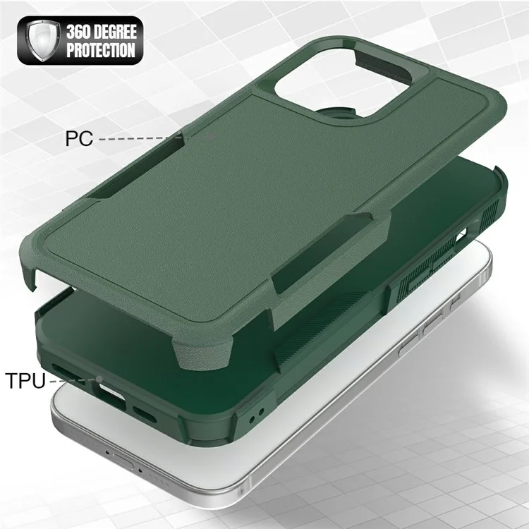 Bulk Purchasing For iPhone 15 Pro Max Case 2 in 1 PC + TPU Shockproof Phone Cover - Dark Green