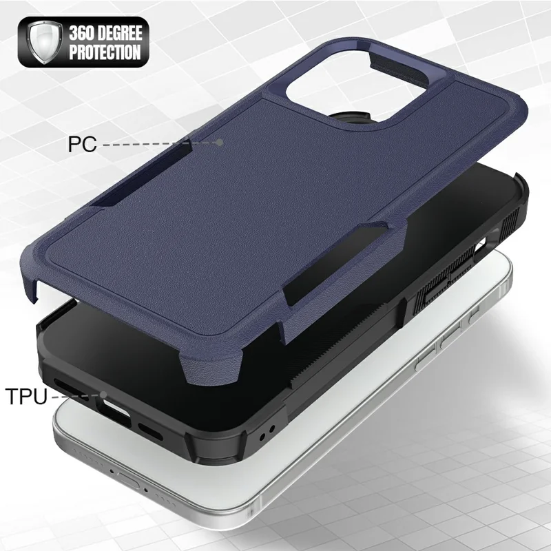 Bulk Purchasing For iPhone 15 Pro Max Case 2 in 1 PC + TPU Shockproof Phone Cover - Dark Blue