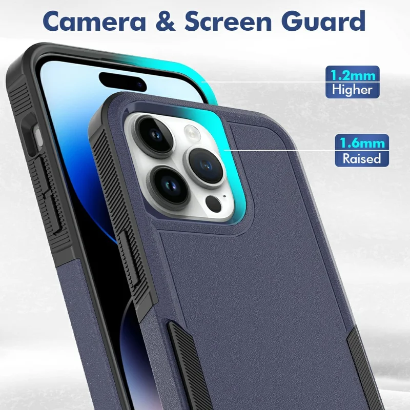 Bulk Purchasing For iPhone 15 Pro Max Case 2 in 1 PC + TPU Shockproof Phone Cover - Dark Blue