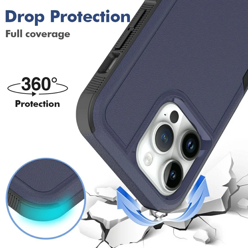 Bulk Purchasing For iPhone 15 Pro Max Case 2 in 1 PC + TPU Shockproof Phone Cover - Dark Blue