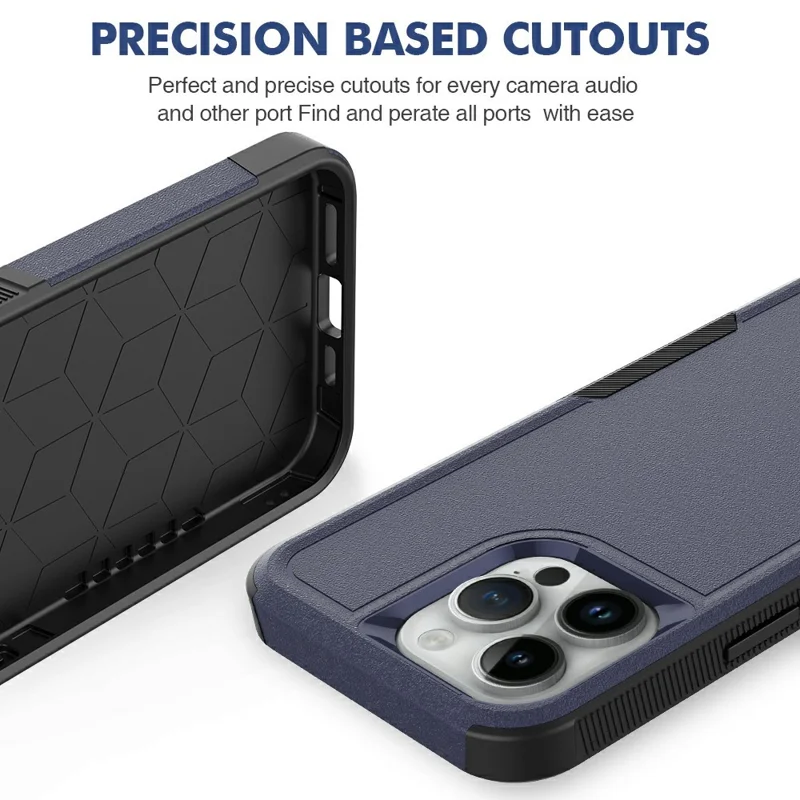 Bulk Purchasing For iPhone 15 Pro Max Case 2 in 1 PC + TPU Shockproof Phone Cover - Dark Blue
