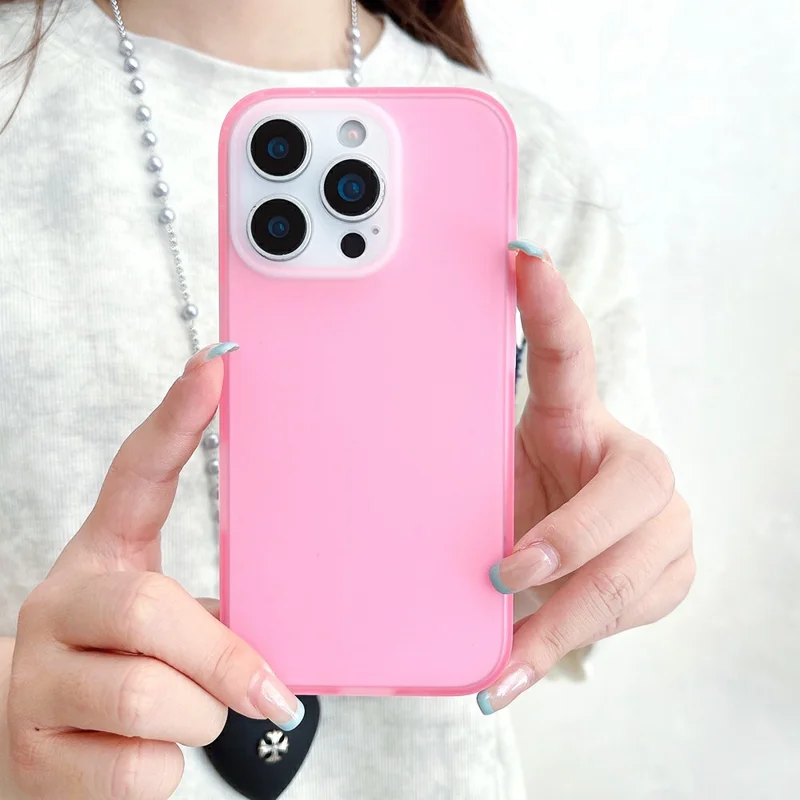 For iPhone 16 Pro Max Case Slim Silicone Phone Back Cover Anti-Fingerprint - Pink