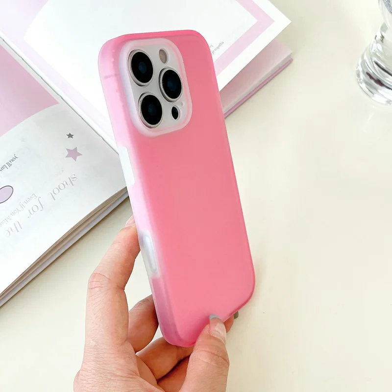 For iPhone 16 Pro Max Case Slim Silicone Phone Back Cover Anti-Fingerprint - Pink
