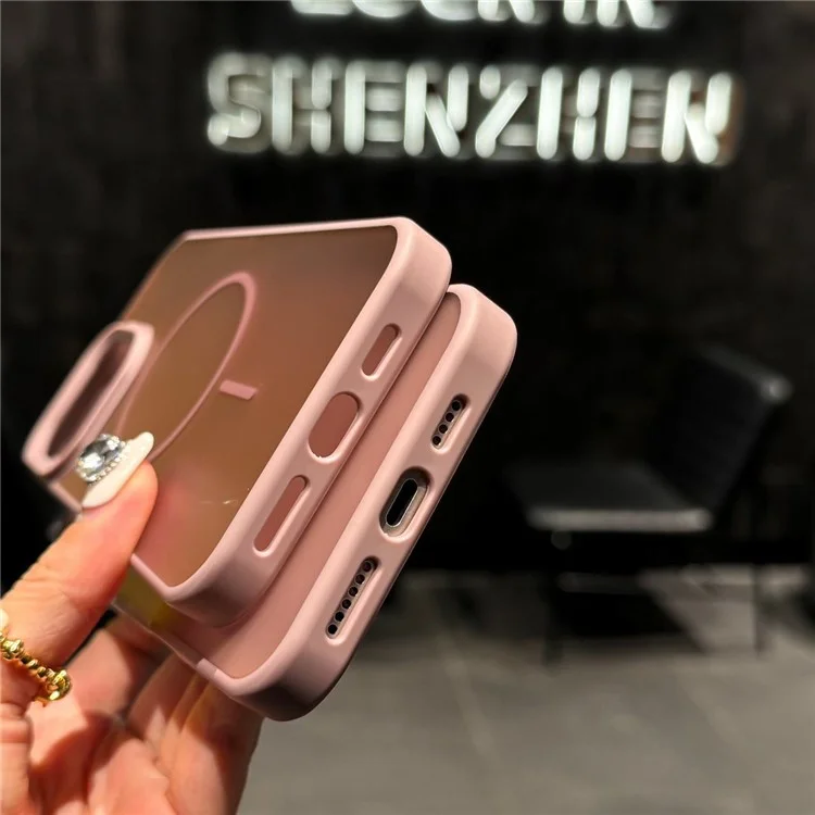 Чехол для iPhone 16 Pro, совместимый с MagSafe, из мягкого TPU и жесткого PC с эффектом кожи для задней крышки телефона